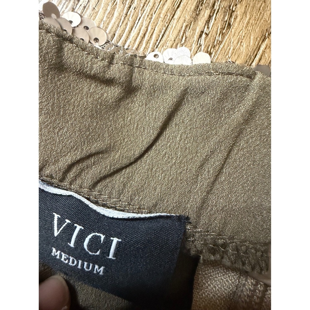 VICI Silver Sequin Wide Leg Pants High Rise Party Trousers Medium - Picture 6 of 9